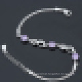 Bracelete de cristal roxo elegante 925 prata esterlina das mulheres